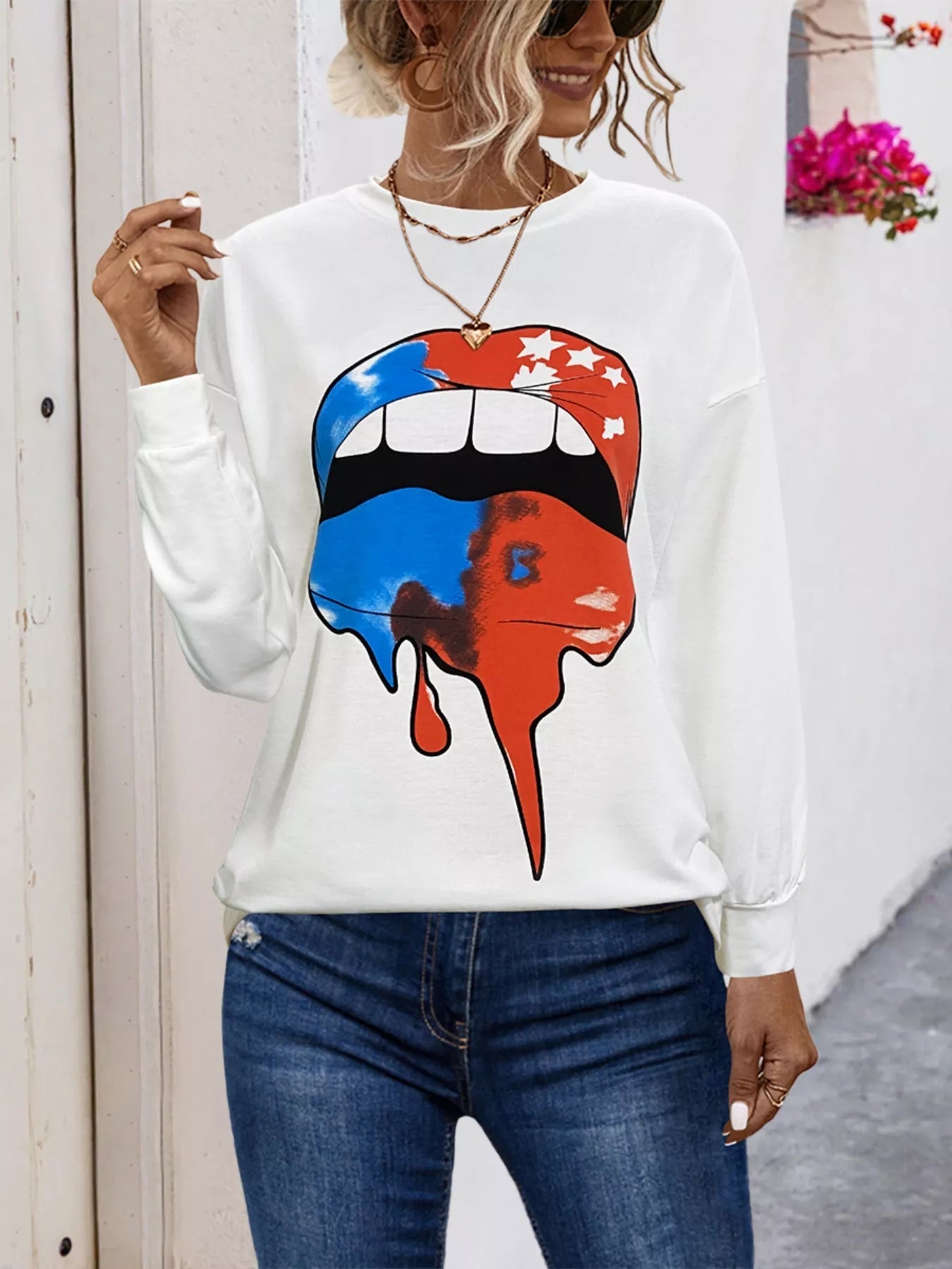 Graphic Round Neck Dropped Shoulder T-Shirt - MDX Global Store
