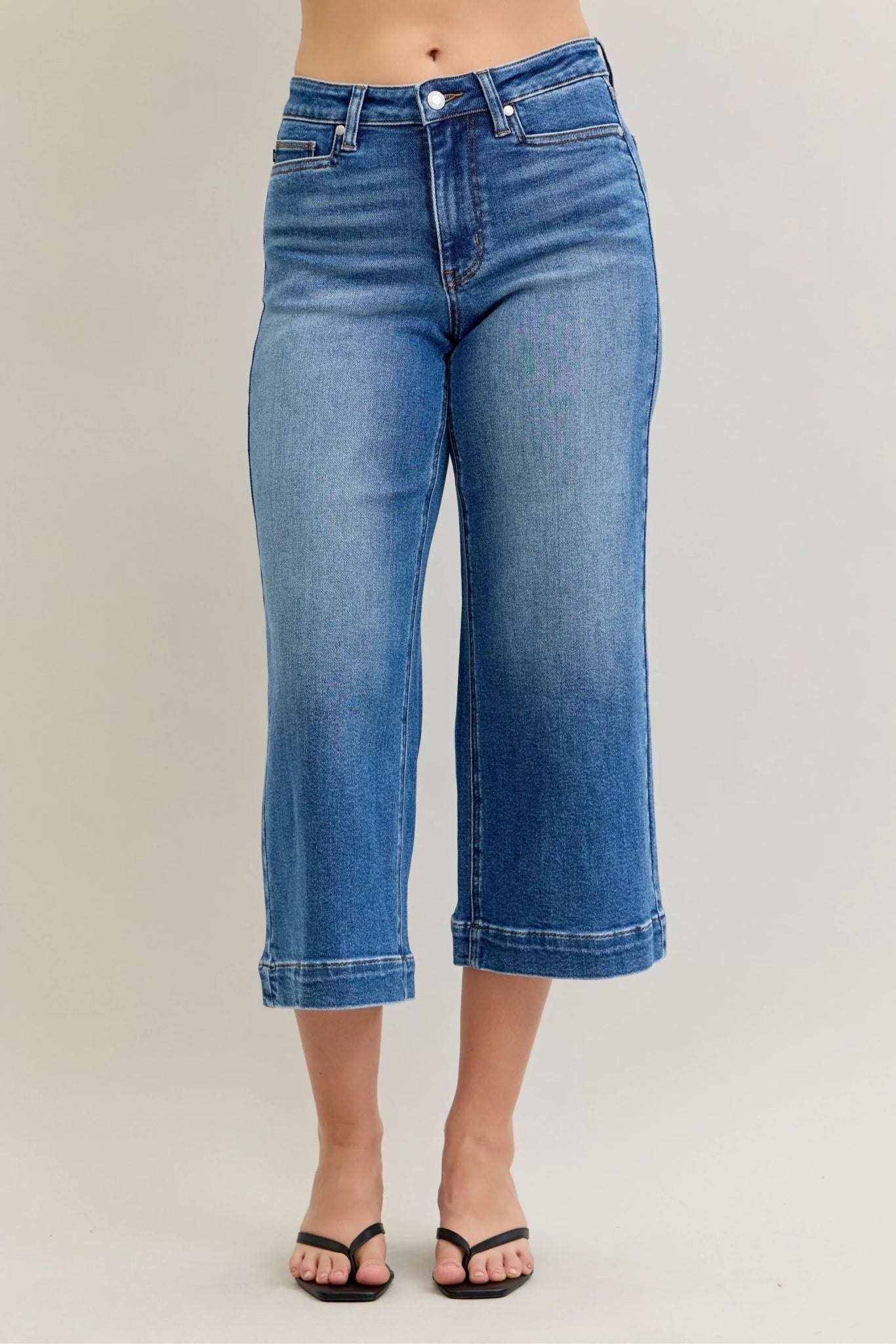 Judy Blue Mid Rise Crop Wide Leg Jeans - MDX Global Store