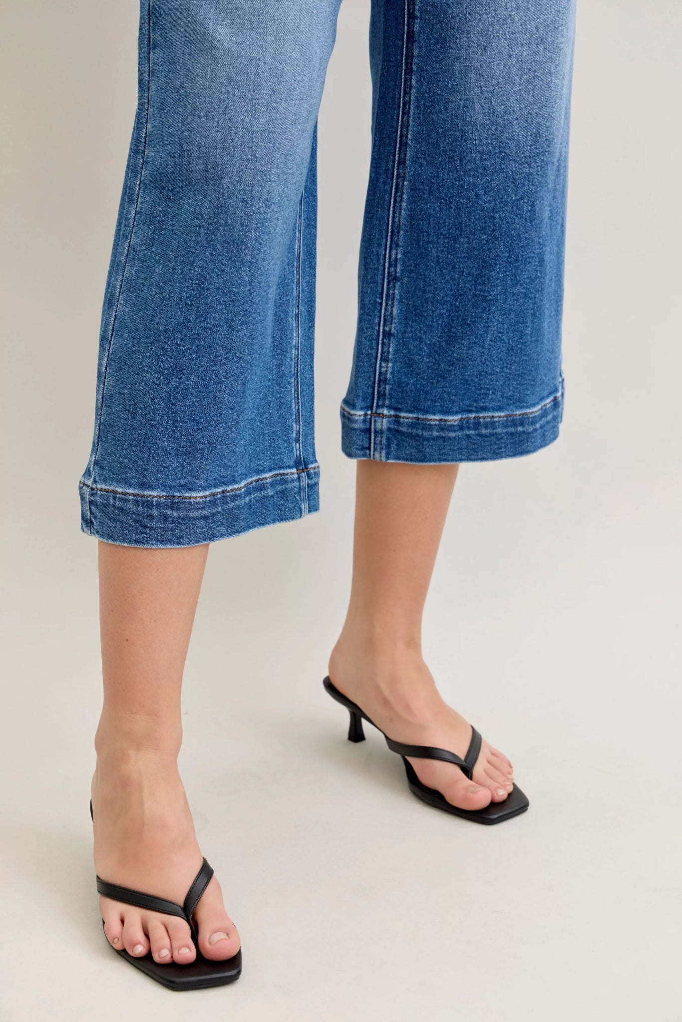 Judy Blue Mid Rise Crop Wide Leg Jeans - MDX Global Store