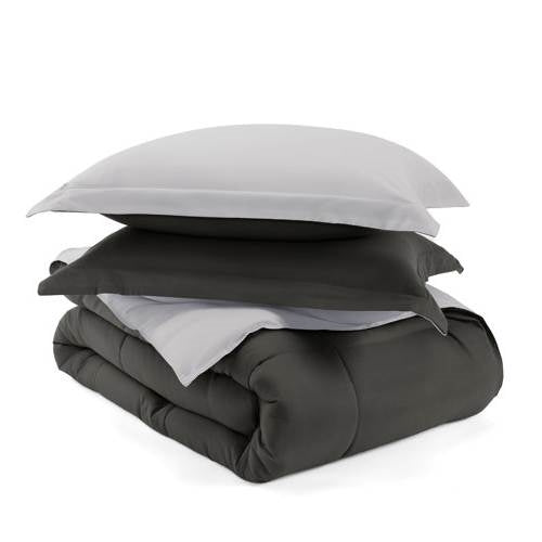 King/Cal King 3 - Piece Microfiber Reversible Comforter Set in Grey / Light Grey - MDX Global Store