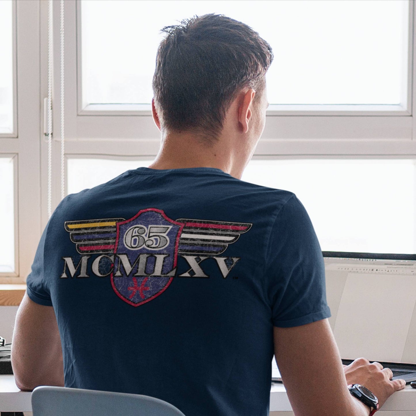 65 McMlxv Men's Vintage Logo Graphic T-Shirt in Navy