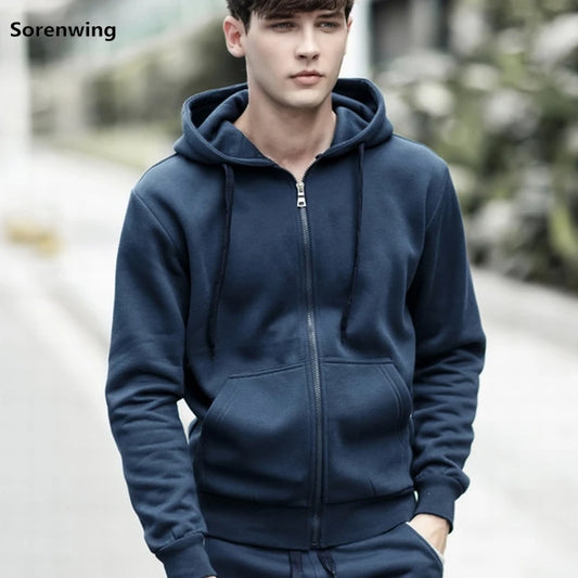 Brand Men's Hoodie With Hood Sweatshirts Jackets Men Fleece Streetwear Warm Tracksuit Men Hoody Coats Velvet Sweatshirt Mens