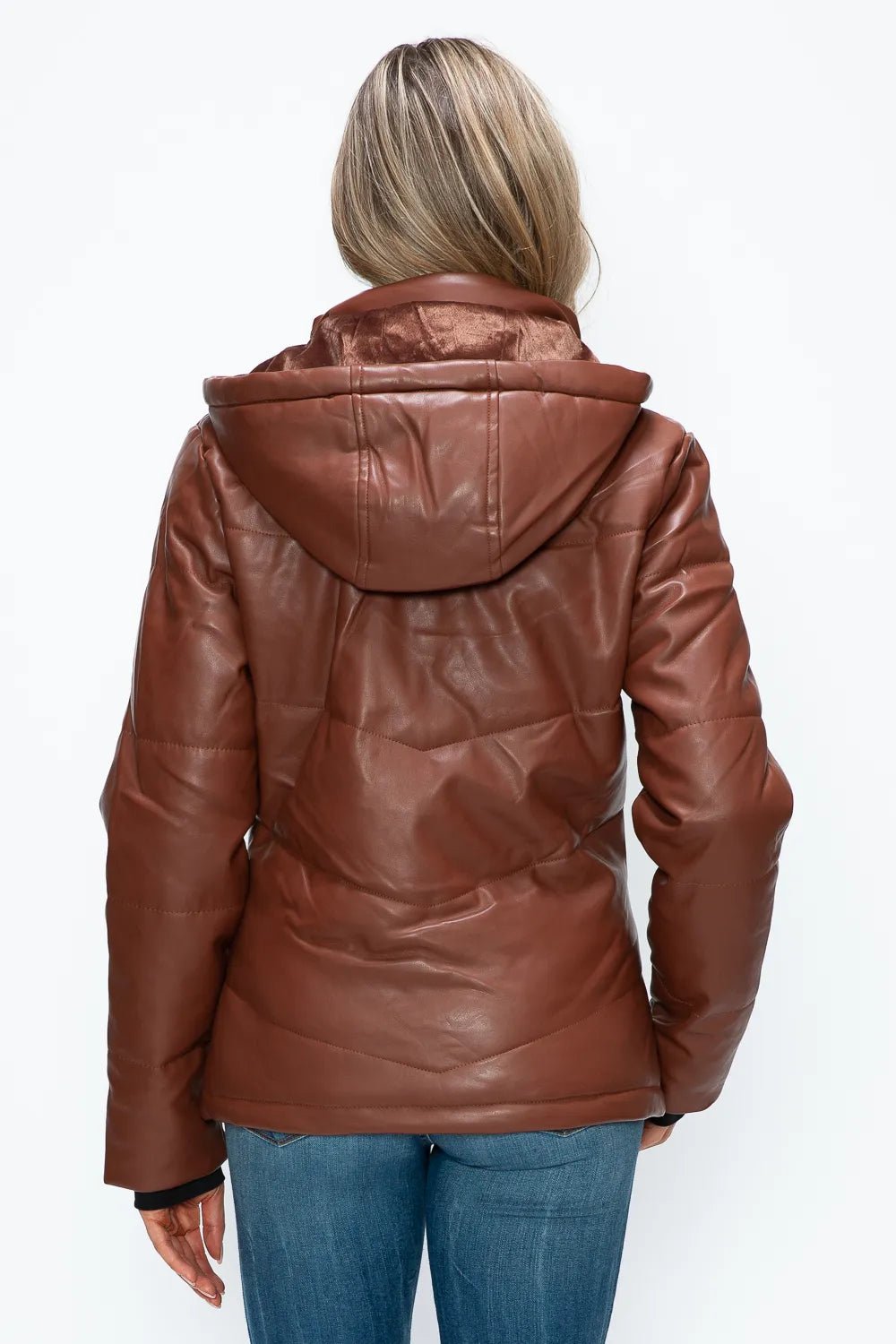 How Dare U Pocketed Zip Up Puffer Jacket with Removable Hood - MDX Global Store