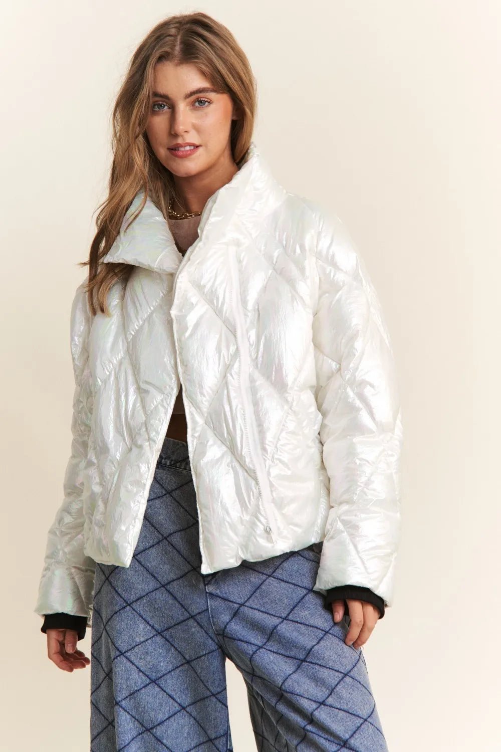 J.NNA Quilted Mock Neck Puffer Jacket - MDX Global Store