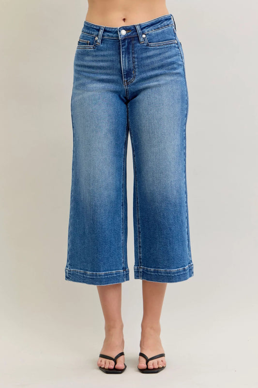 Judy Blue Mid Rise Crop Wide Leg Jeans - MDX Global Store