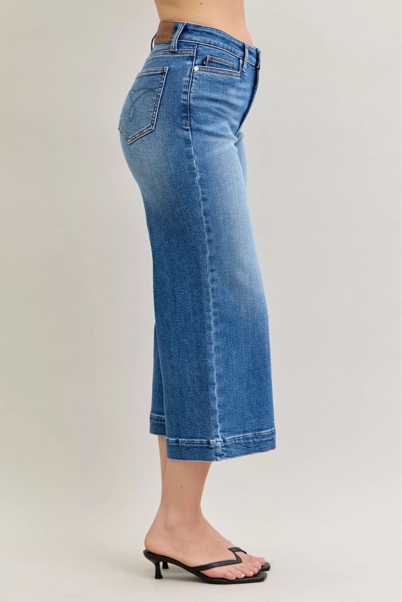 Judy Blue Mid Rise Crop Wide Leg Jeans - MDX Global Store