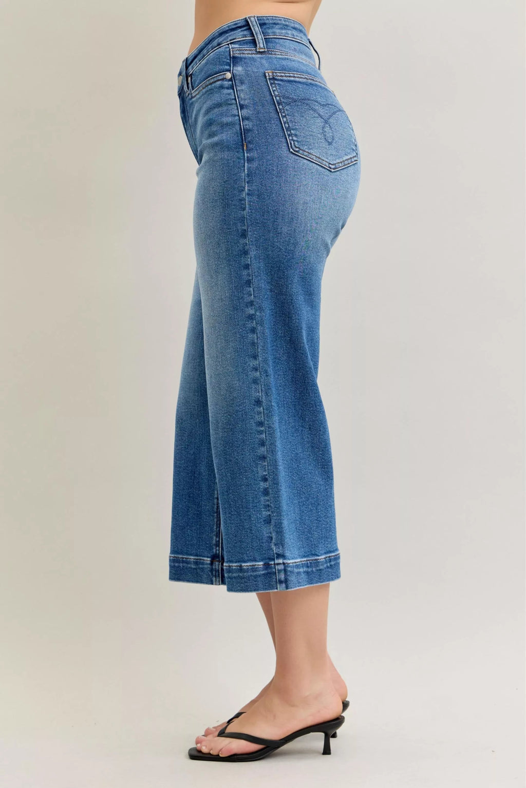 Judy Blue Mid Rise Crop Wide Leg Jeans - MDX Global Store