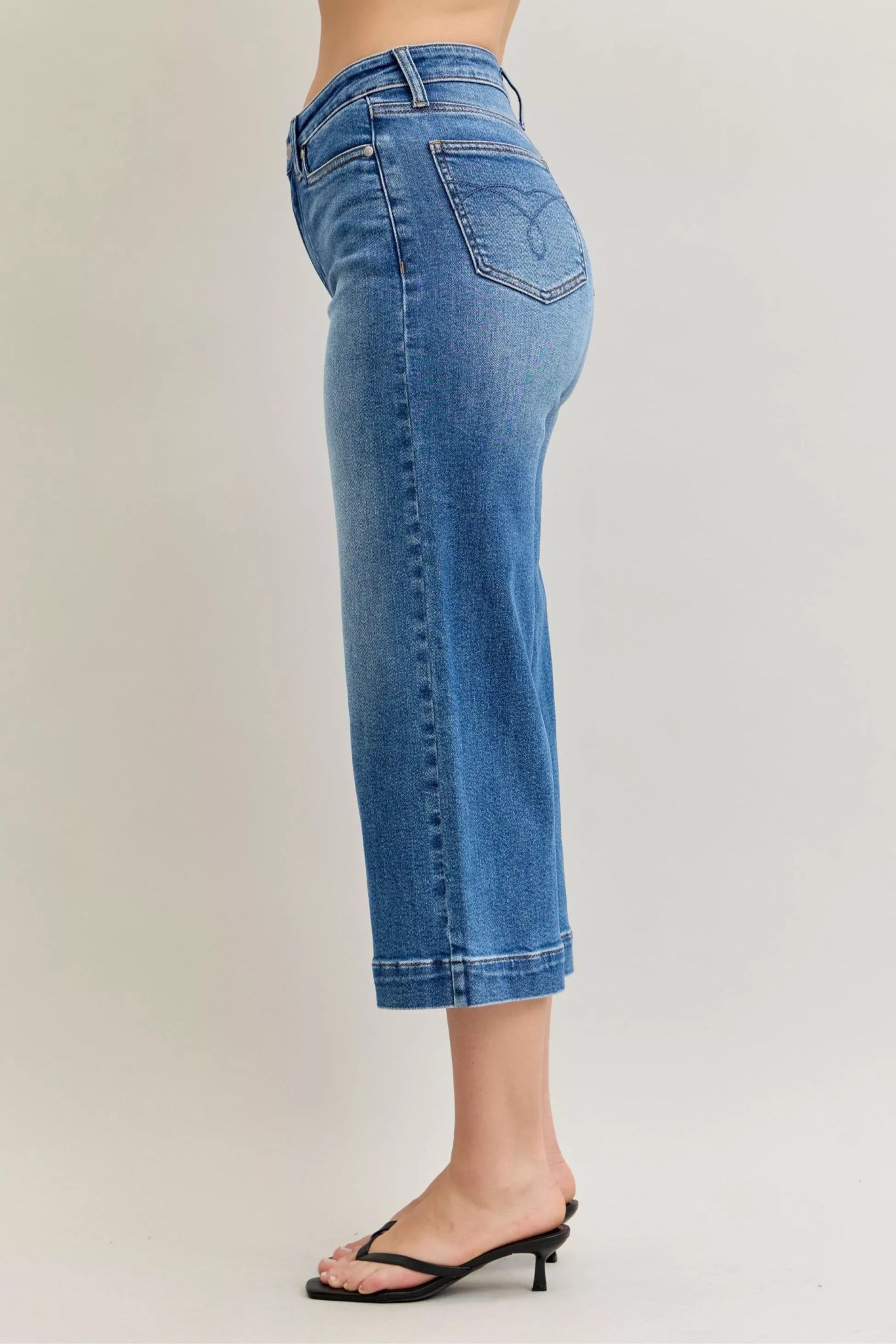 Judy Blue Mid Rise Crop Wide Leg Jeans - MDX Global Store
