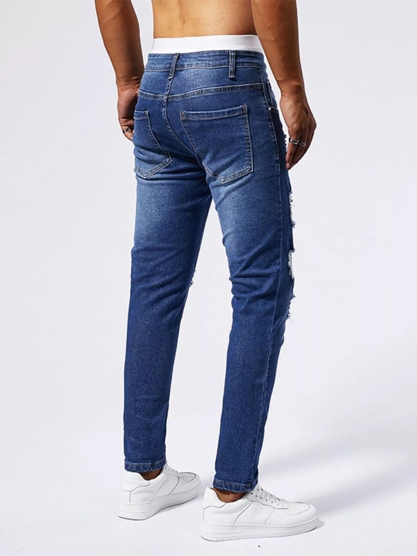 Men's Distressed Slim Fit Jeans - MDX Global Store
