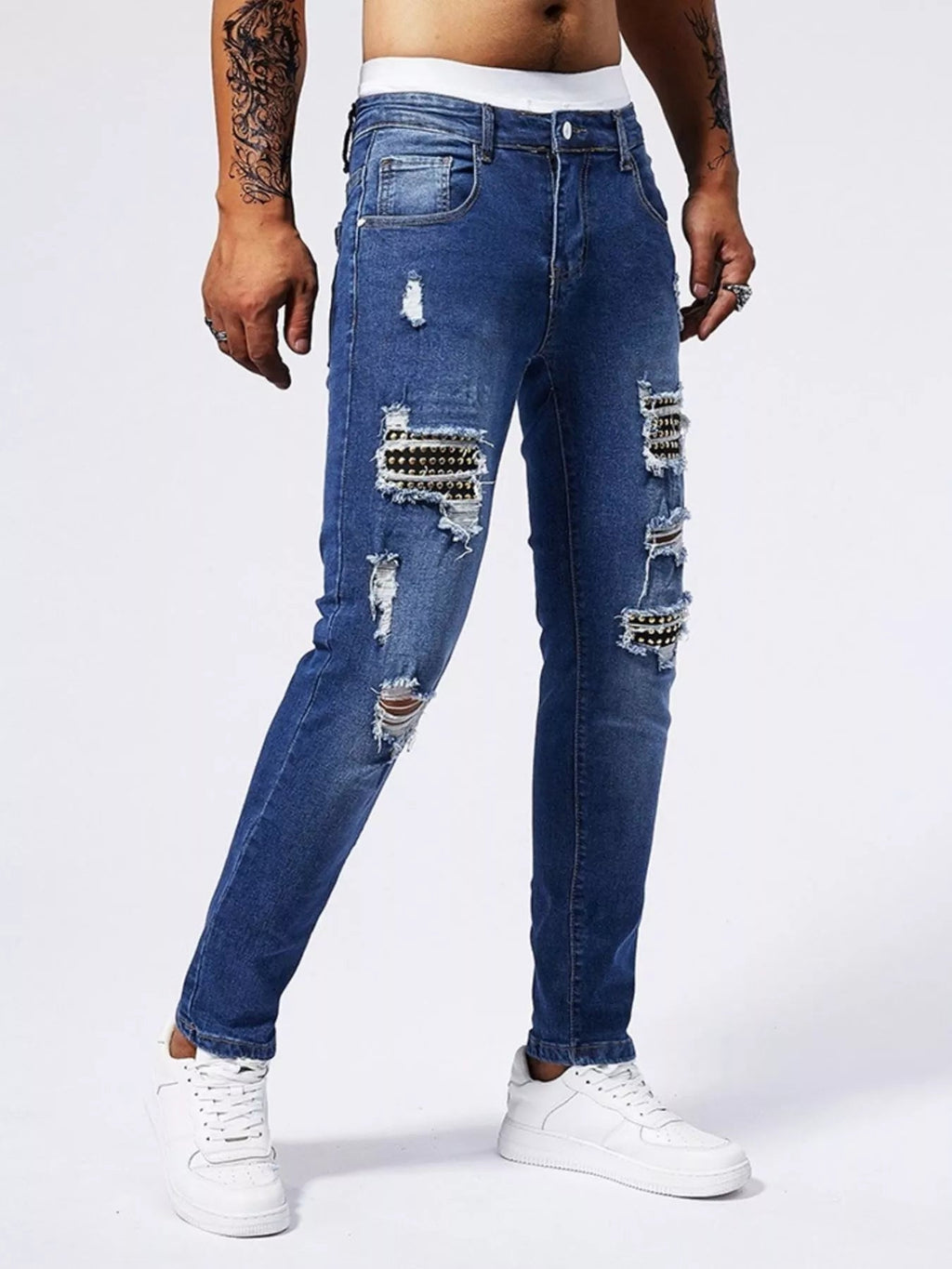 Men's Distressed Slim Fit Jeans - MDX Global Store
