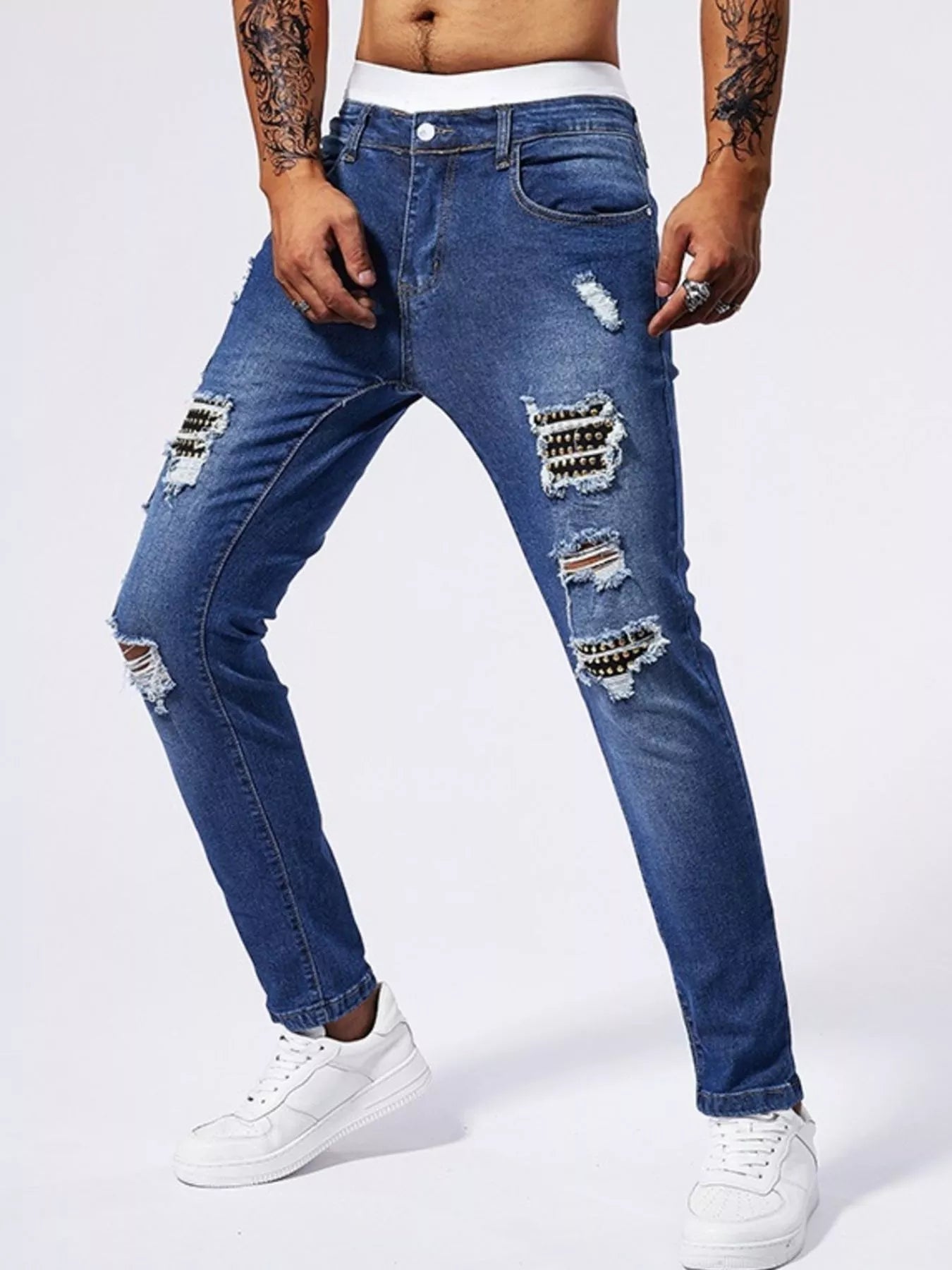 Men's Distressed Slim Fit Jeans - MDX Global Store