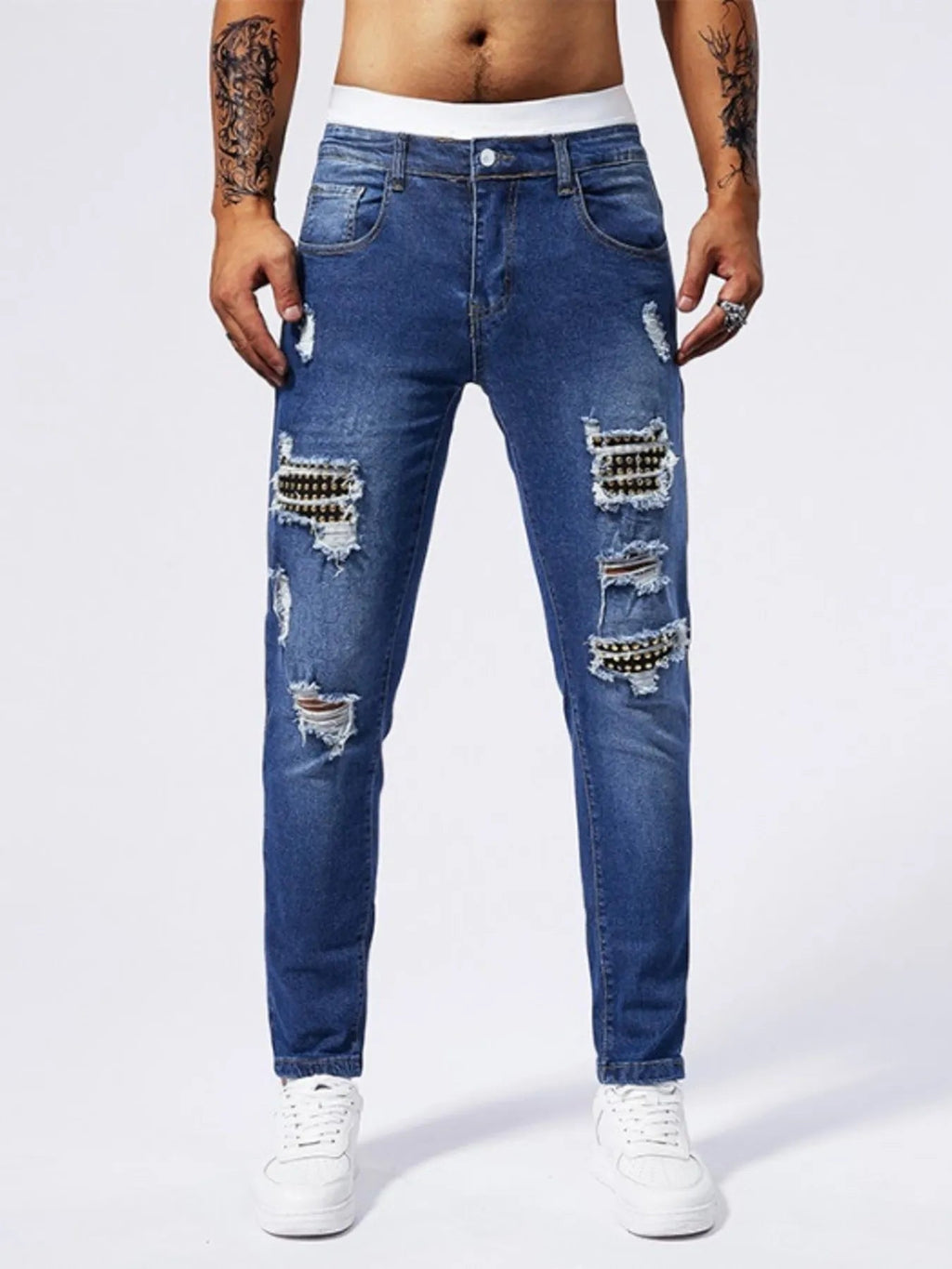 Men's Distressed Slim Fit Jeans - MDX Global Store