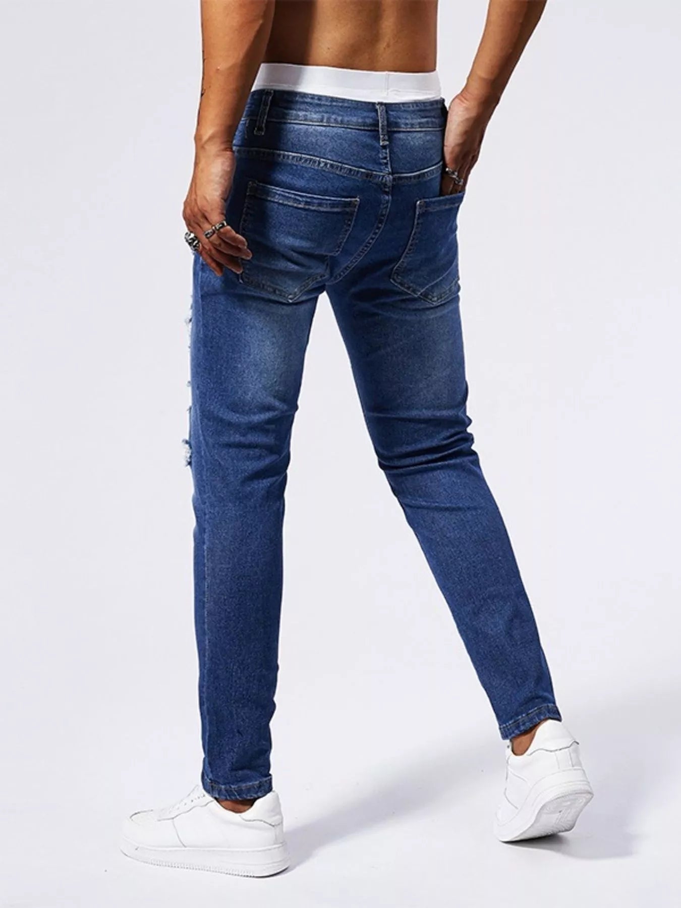 Men's Distressed Slim Fit Jeans - MDX Global Store