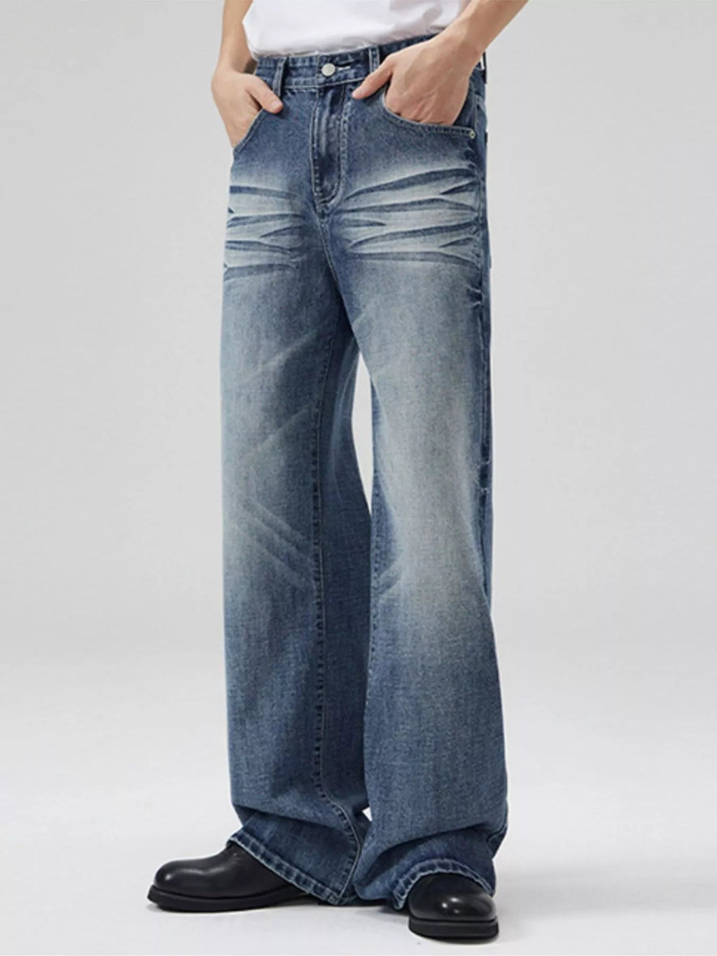 Men's Full Size Wide Leg Wash Jeans Plus Size - MDX Global Store