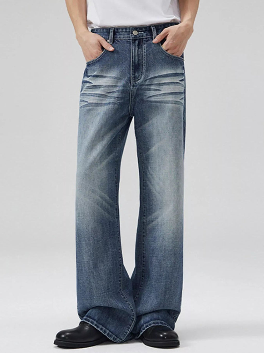 Men's Full Size Wide Leg Wash Jeans Plus Size - MDX Global Store