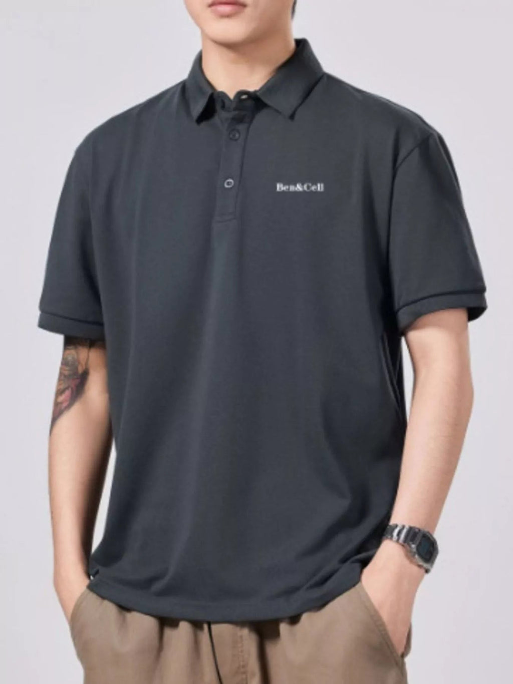 Men's Plus Size Button Detail Short Sleeve Polo - MDX Global Store
