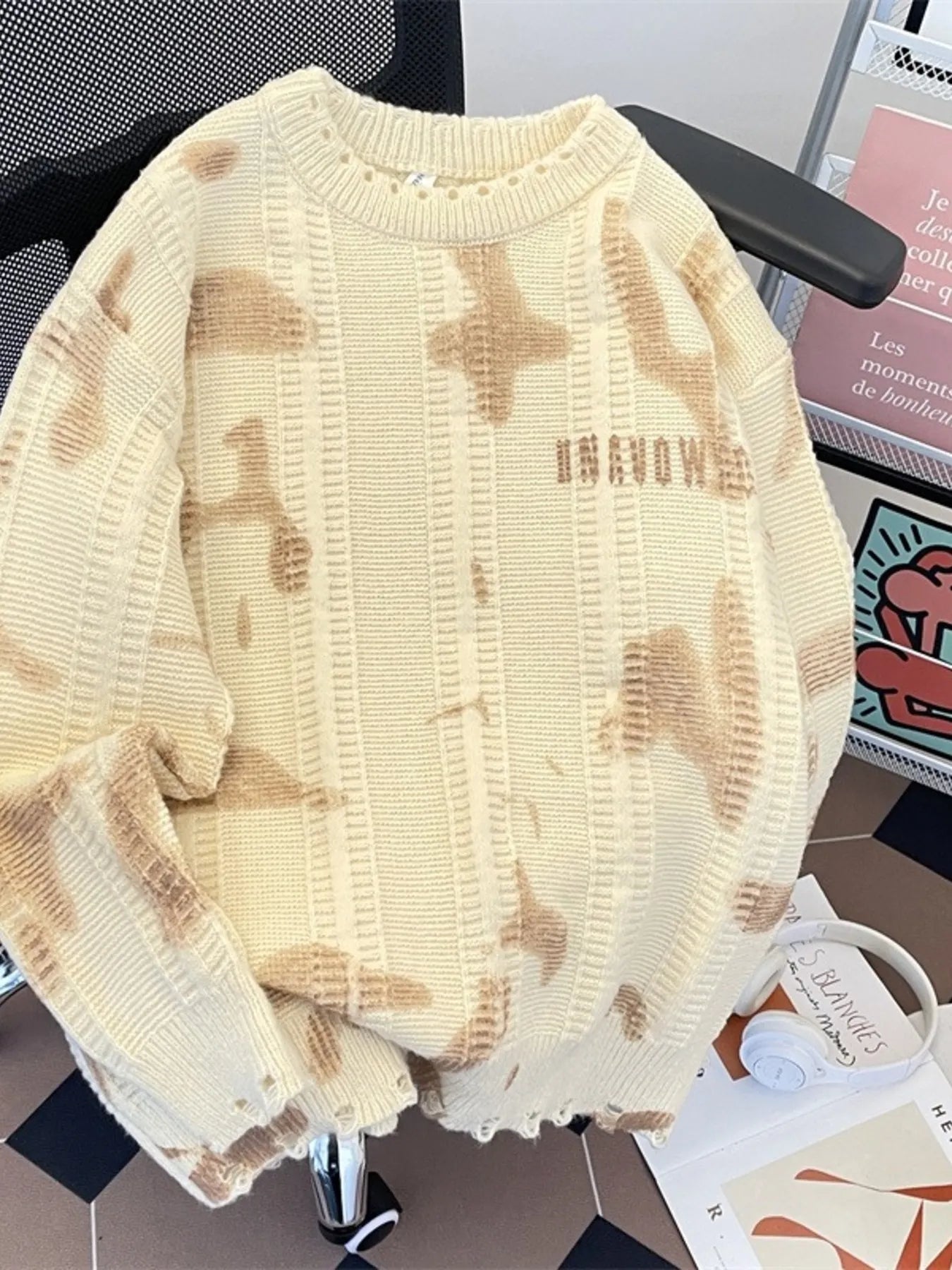 Men's Plus Size Distressed Hem Knitted Sweater - MDX Global Store