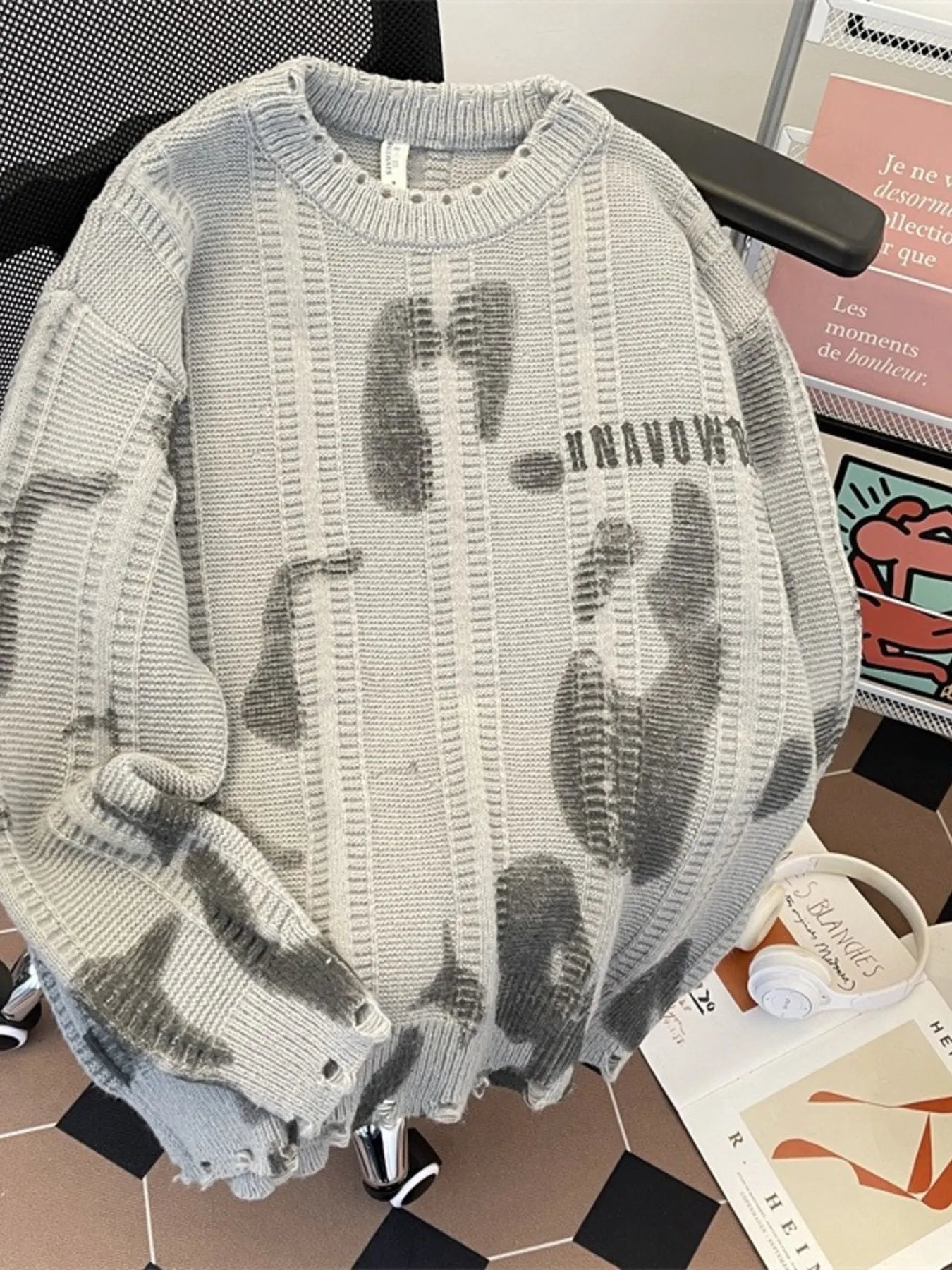 Men's Plus Size Distressed Hem Knitted Sweater - MDX Global Store