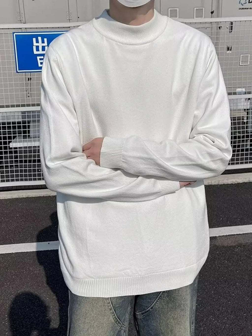 Men's Plus Size Mock Neck Long Sleeve Knit Top - MDX Global Store