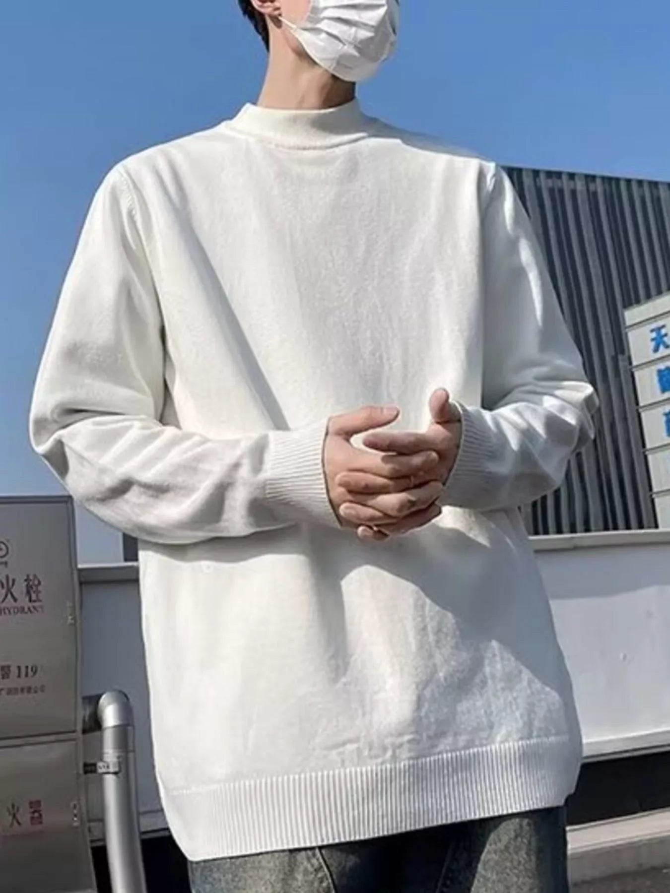 Men's Plus Size Mock Neck Long Sleeve Knit Top - MDX Global Store