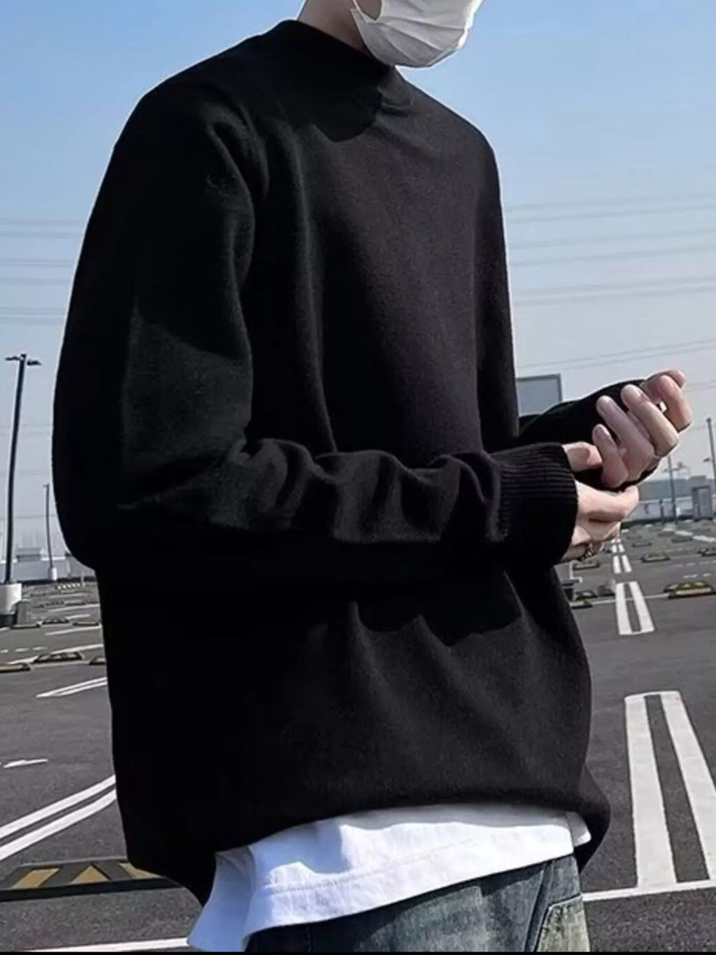 Men's Plus Size Mock Neck Long Sleeve Knit Top - MDX Global Store