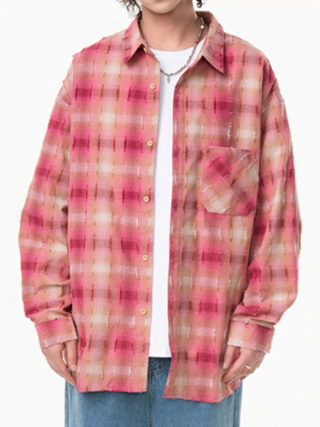 Men's Plus Size Plaid Button Up Long Sleeve Shirt - MDX Global Store