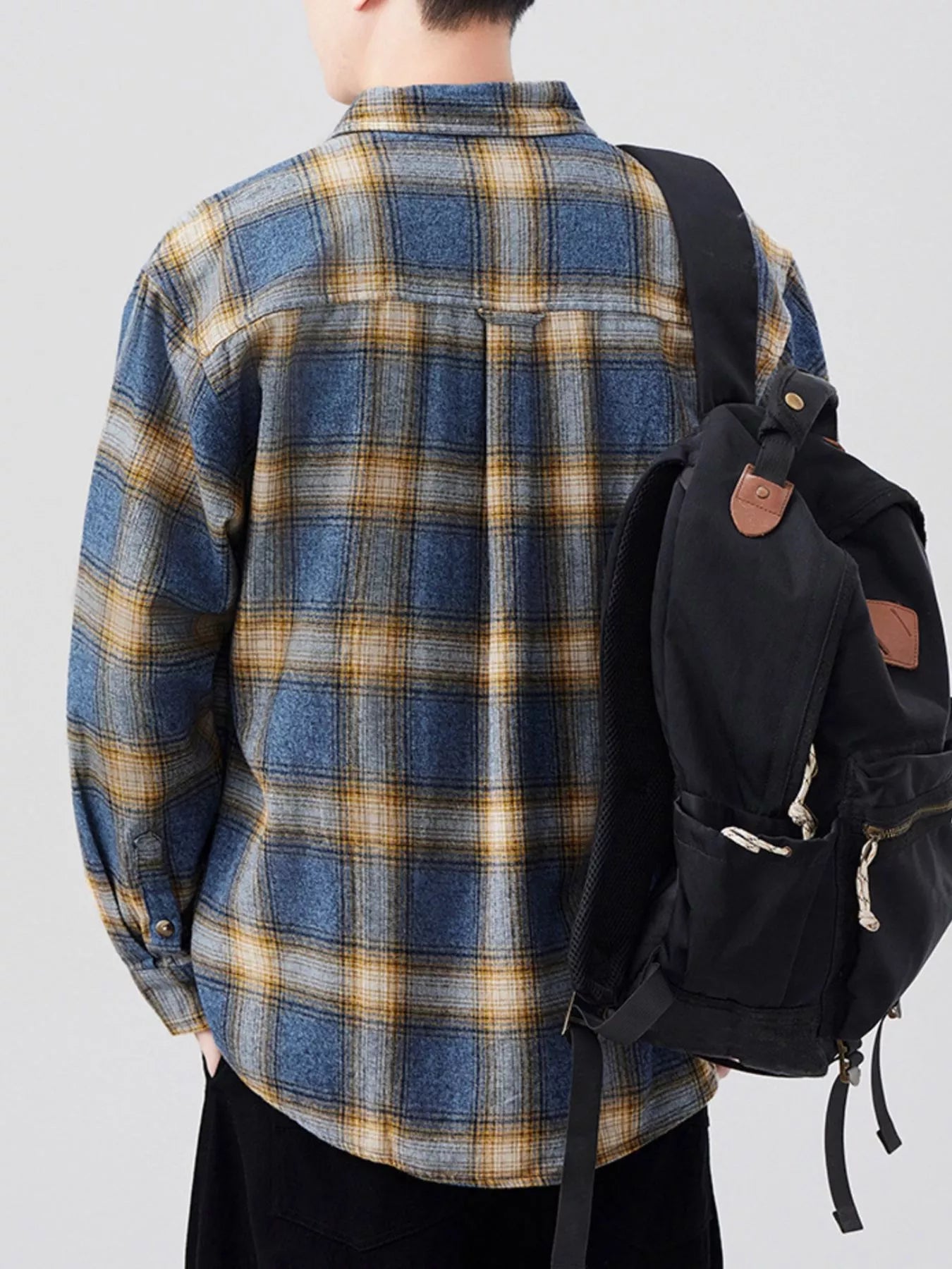 Men's Plus Size Plaid Button Up Long Sleeve Shirt - MDX Global Store