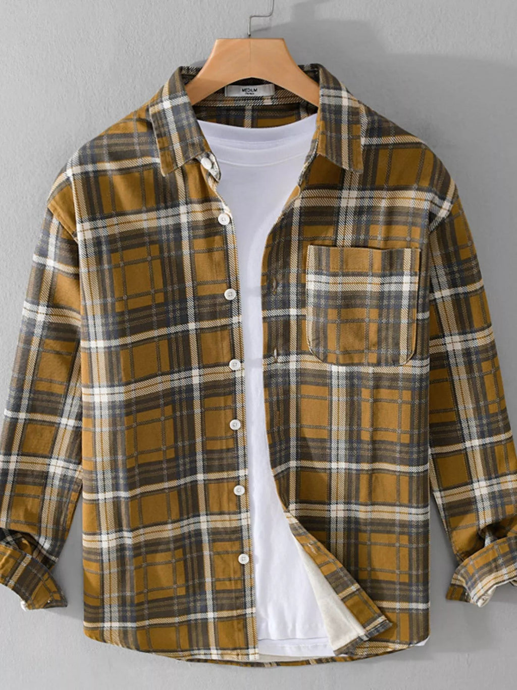 Men's Plus Size Plaid Button Up Long Sleeve Shirt - MDX Global Store