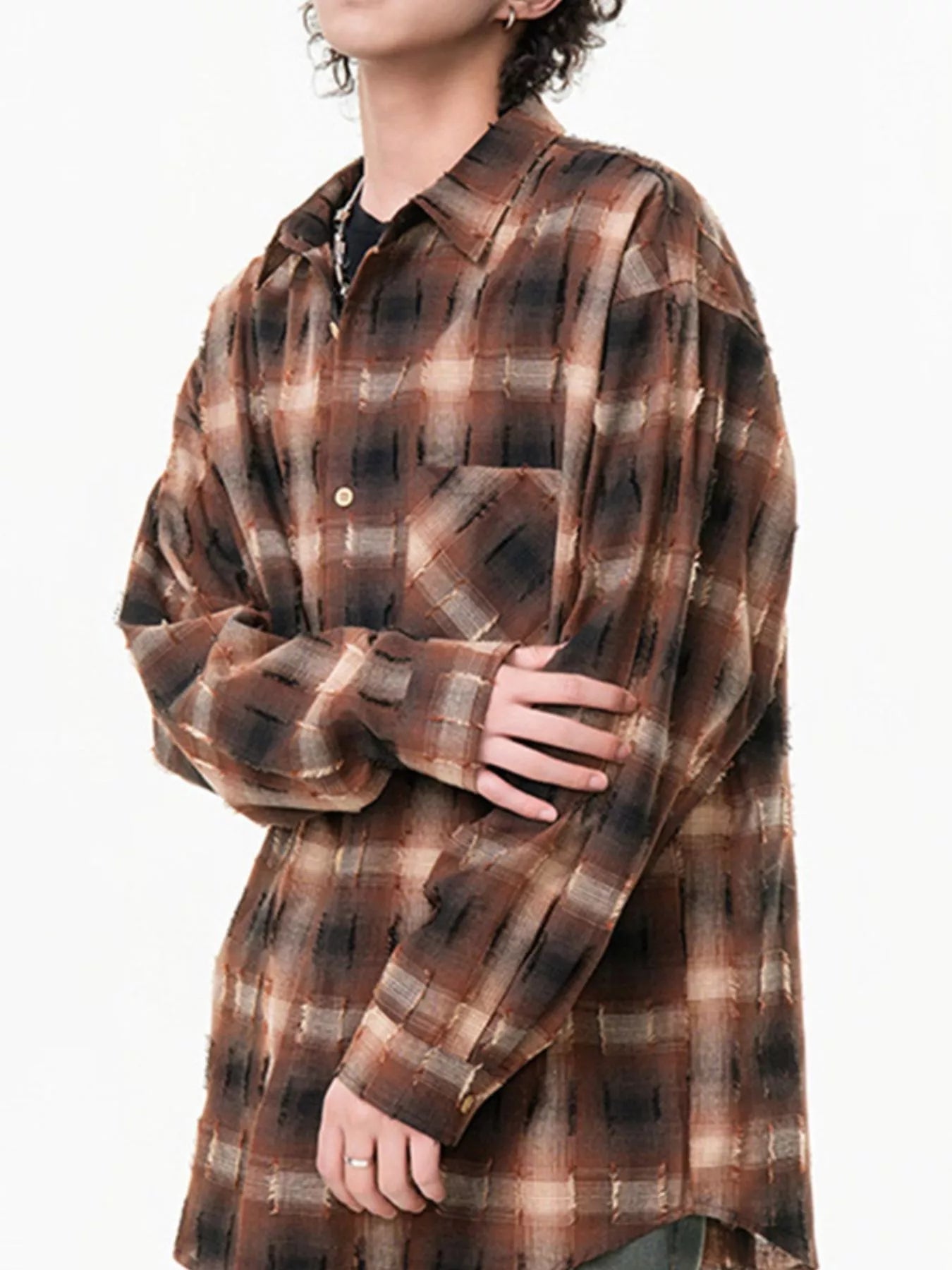 Men's Plus Size Plaid Button Up Long Sleeve Shirt - MDX Global Store