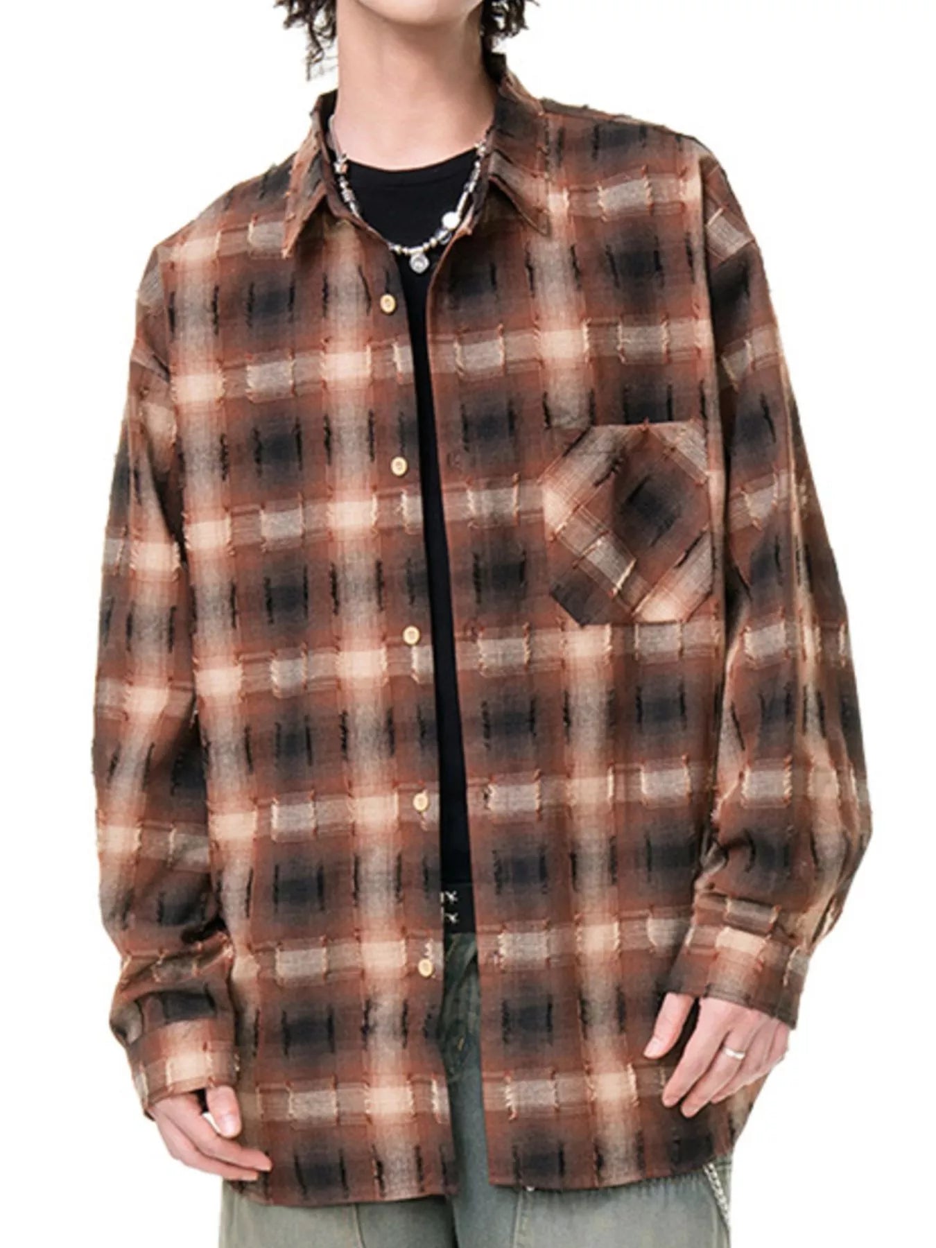 Men's Plus Size Plaid Button Up Long Sleeve Shirt - MDX Global Store
