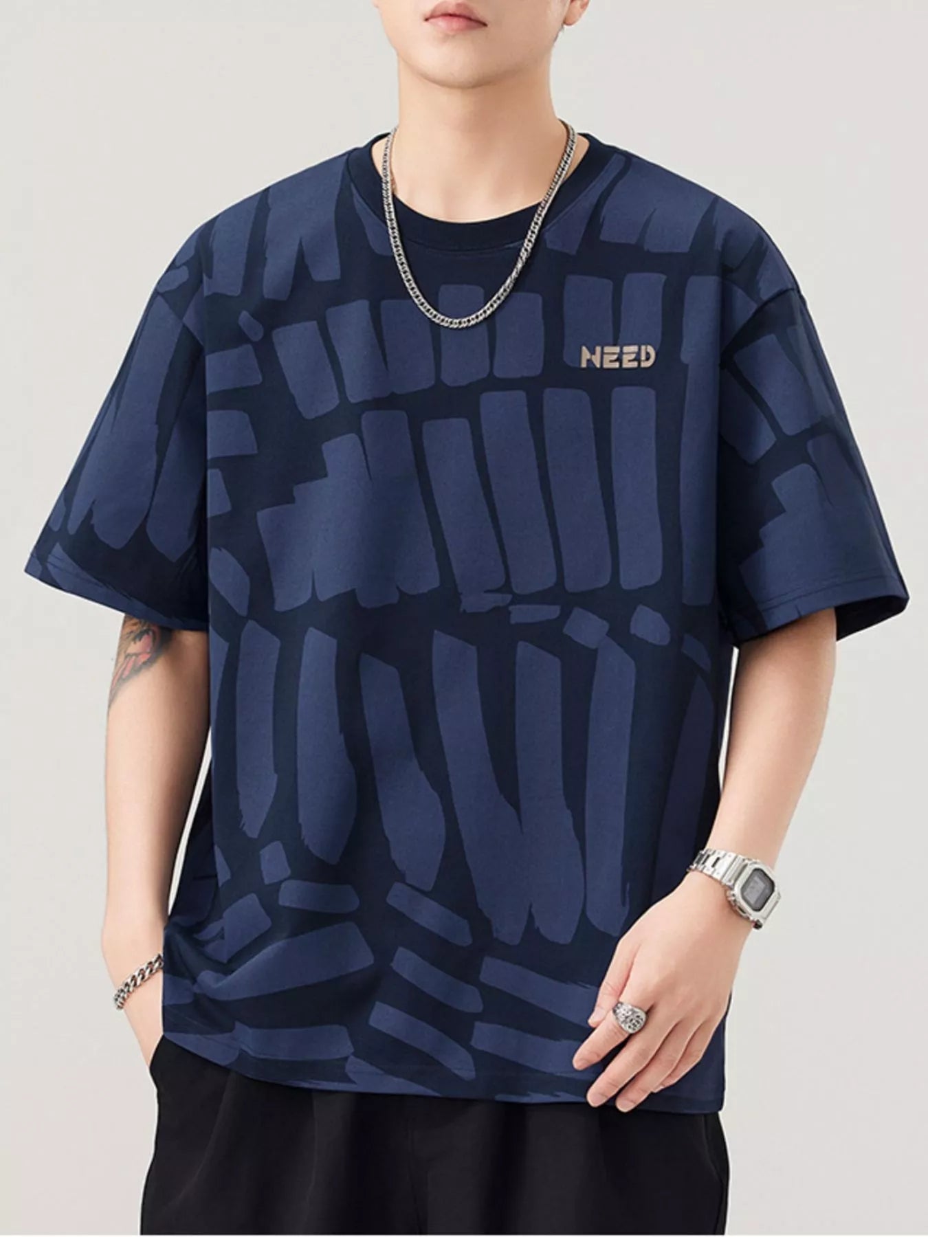 Men's Plus Size Round Neck Short Sleeve T-Shirt - MDX Global Store