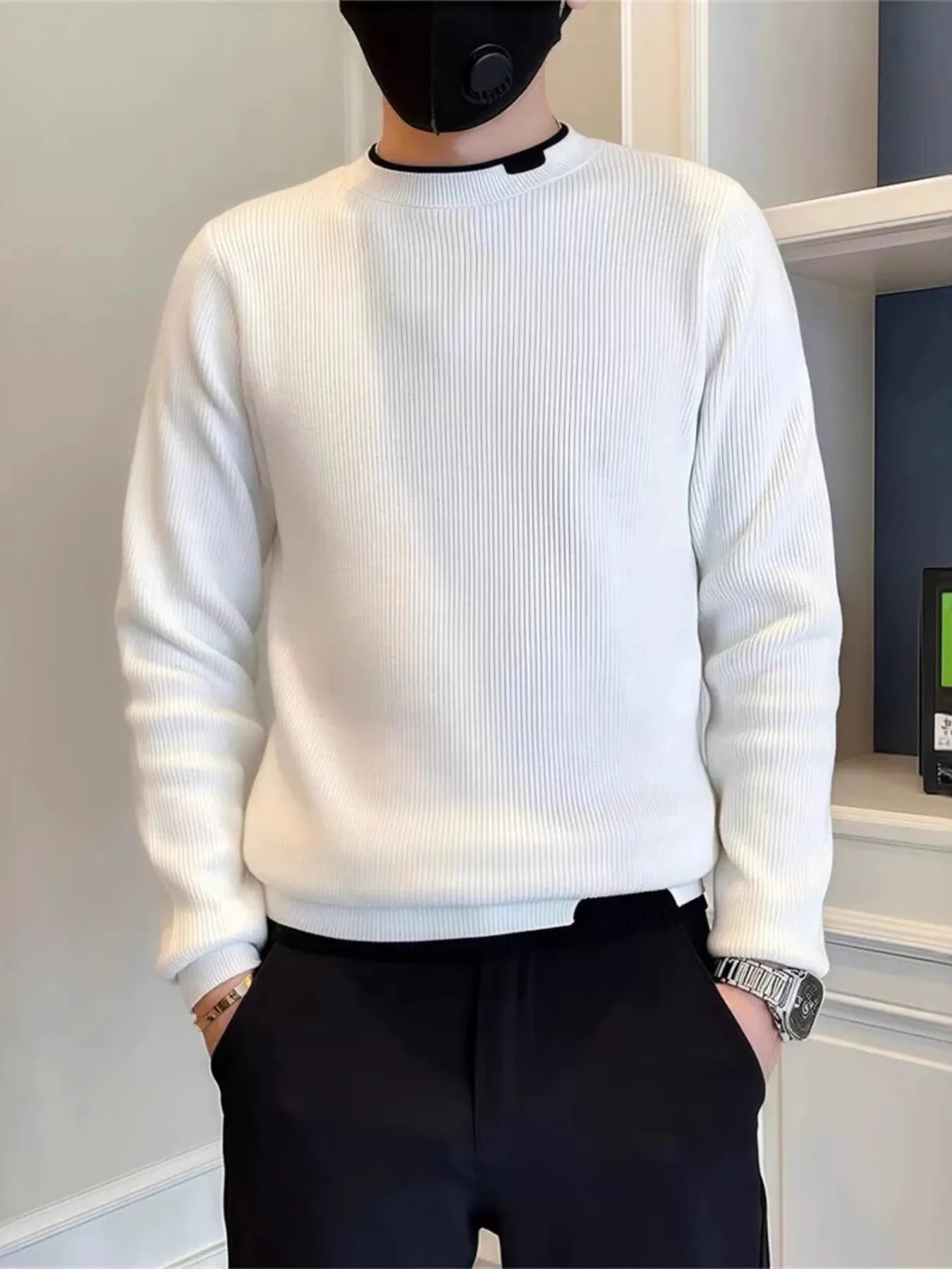 Men's Plus Size Slim Fit Ribbed Knit Top - MDX Global Store