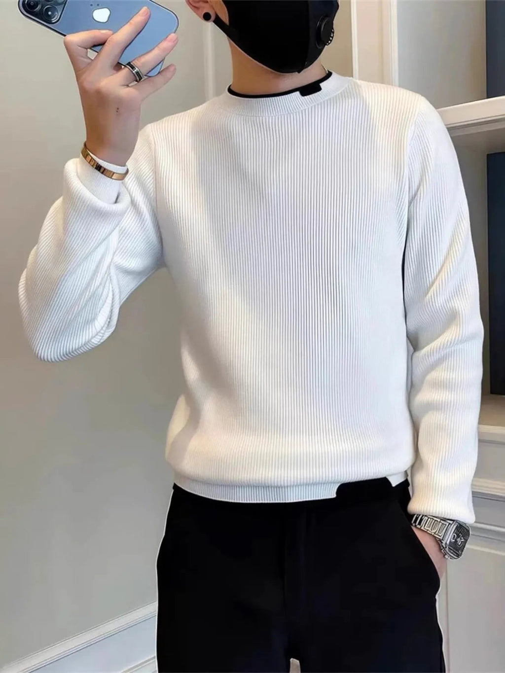 Men's Plus Size Slim Fit Ribbed Knit Top - MDX Global Store