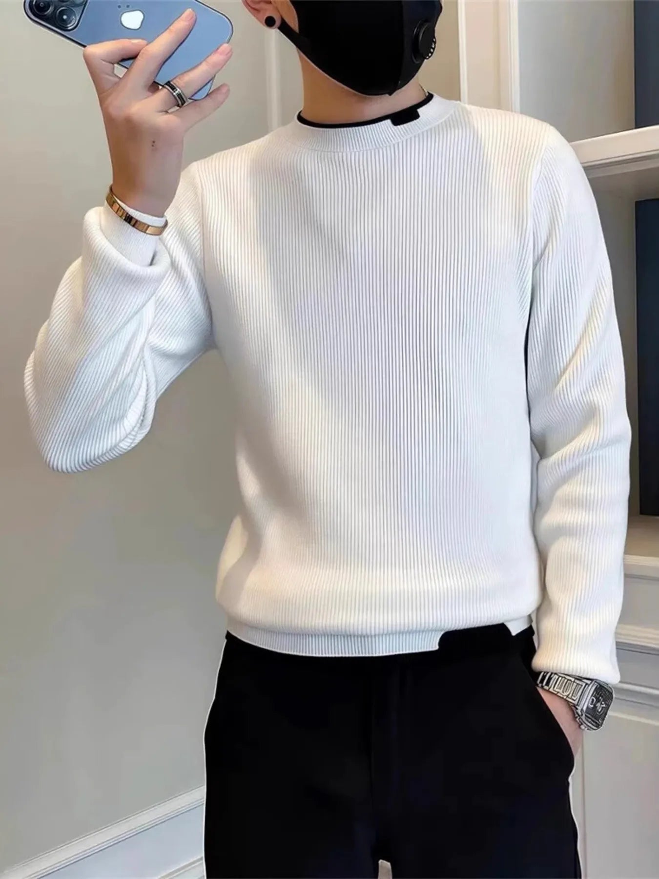 Men's Plus Size Slim Fit Ribbed Knit Top - MDX Global Store