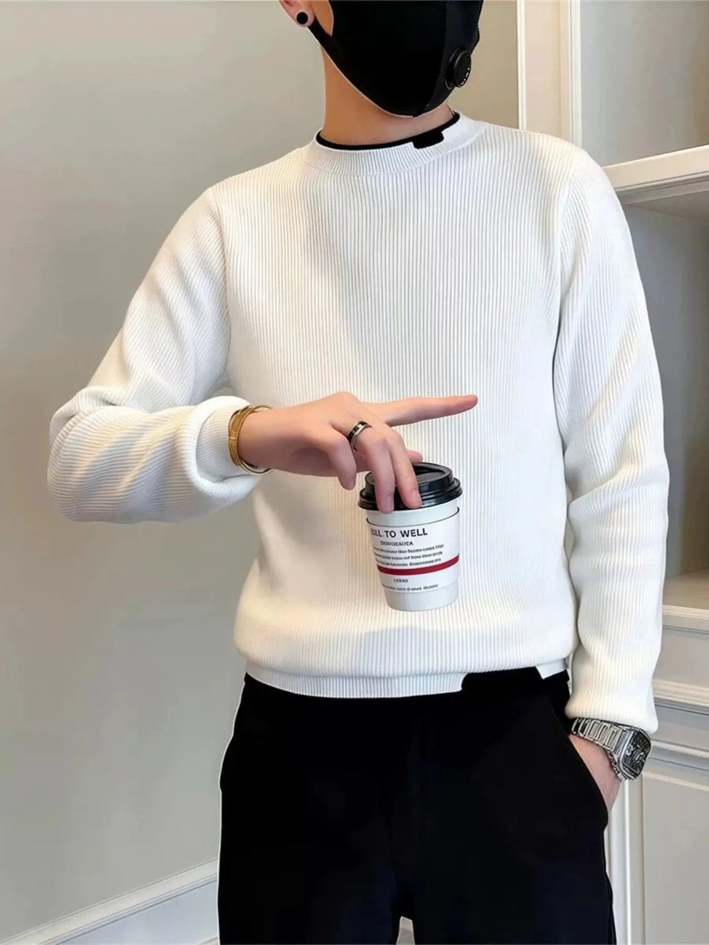 Men's Plus Size Slim Fit Ribbed Knit Top - MDX Global Store