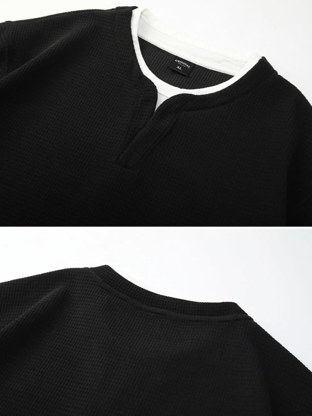 Men's Plus Size Waffle Knit Long Sleeve Top - MDX Global Store