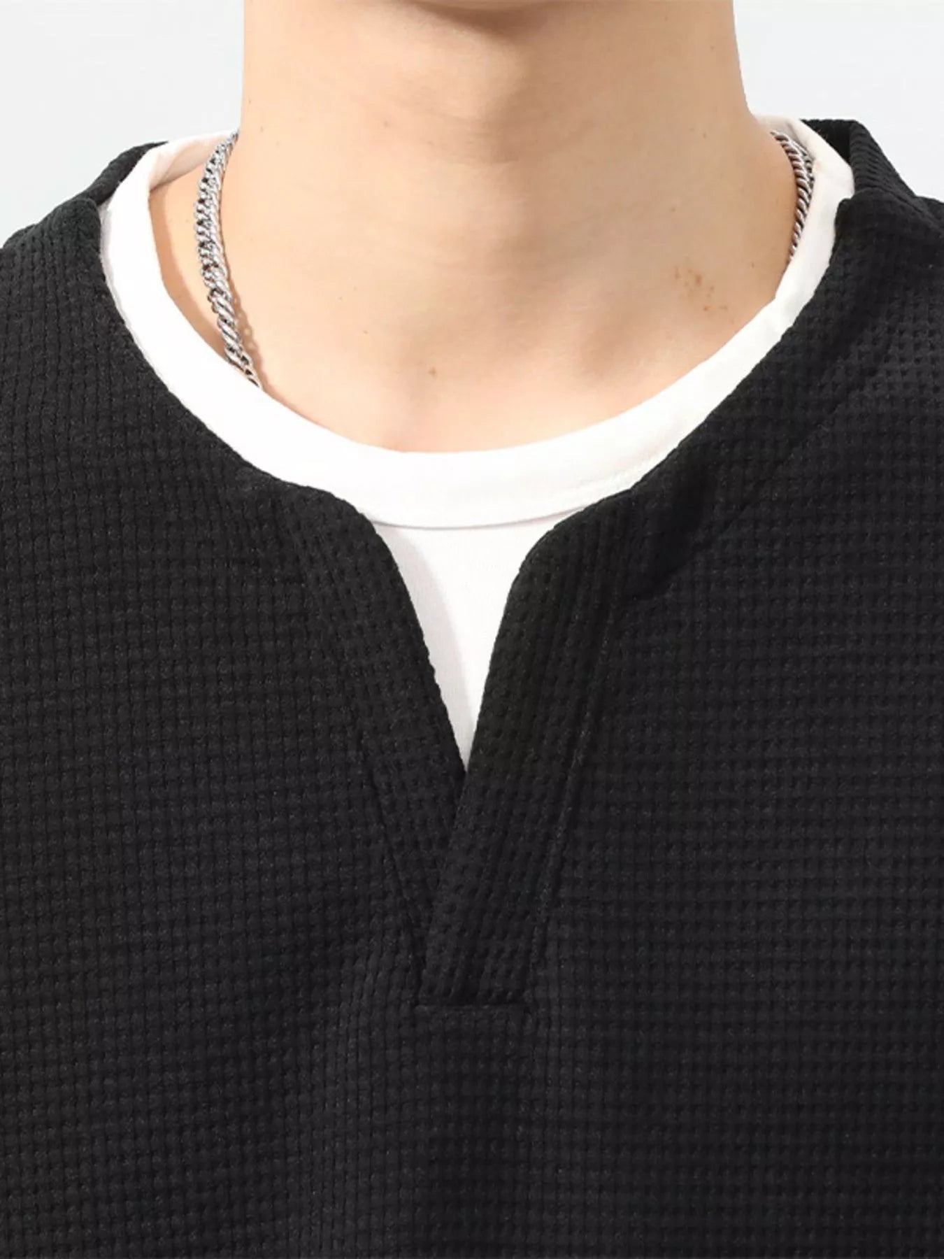 Men's Plus Size Waffle Knit Long Sleeve Top - MDX Global Store