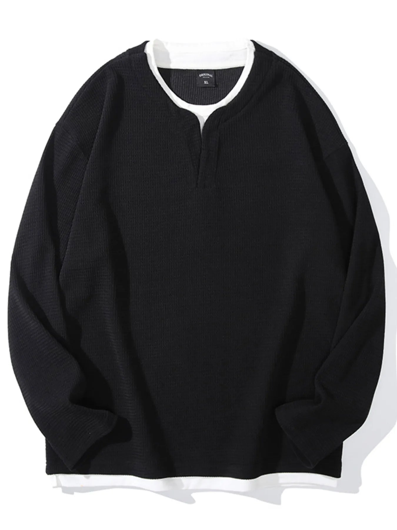 Men's Plus Size Waffle Knit Long Sleeve Top - MDX Global Store