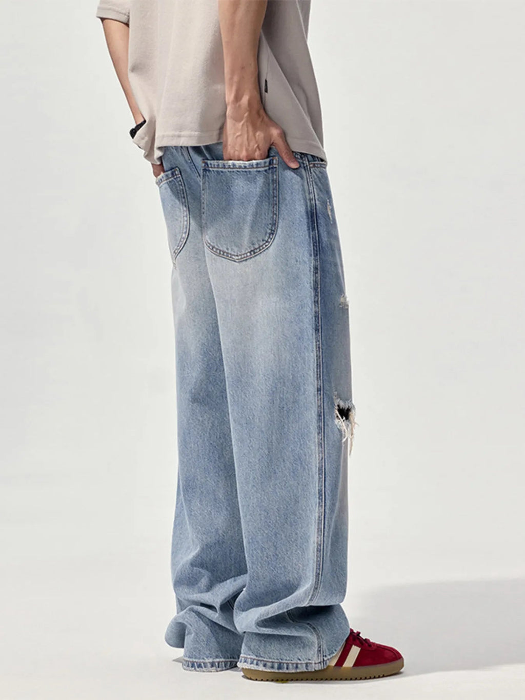 Men's Ripped Wide Leg Jeans - MDX Global Store