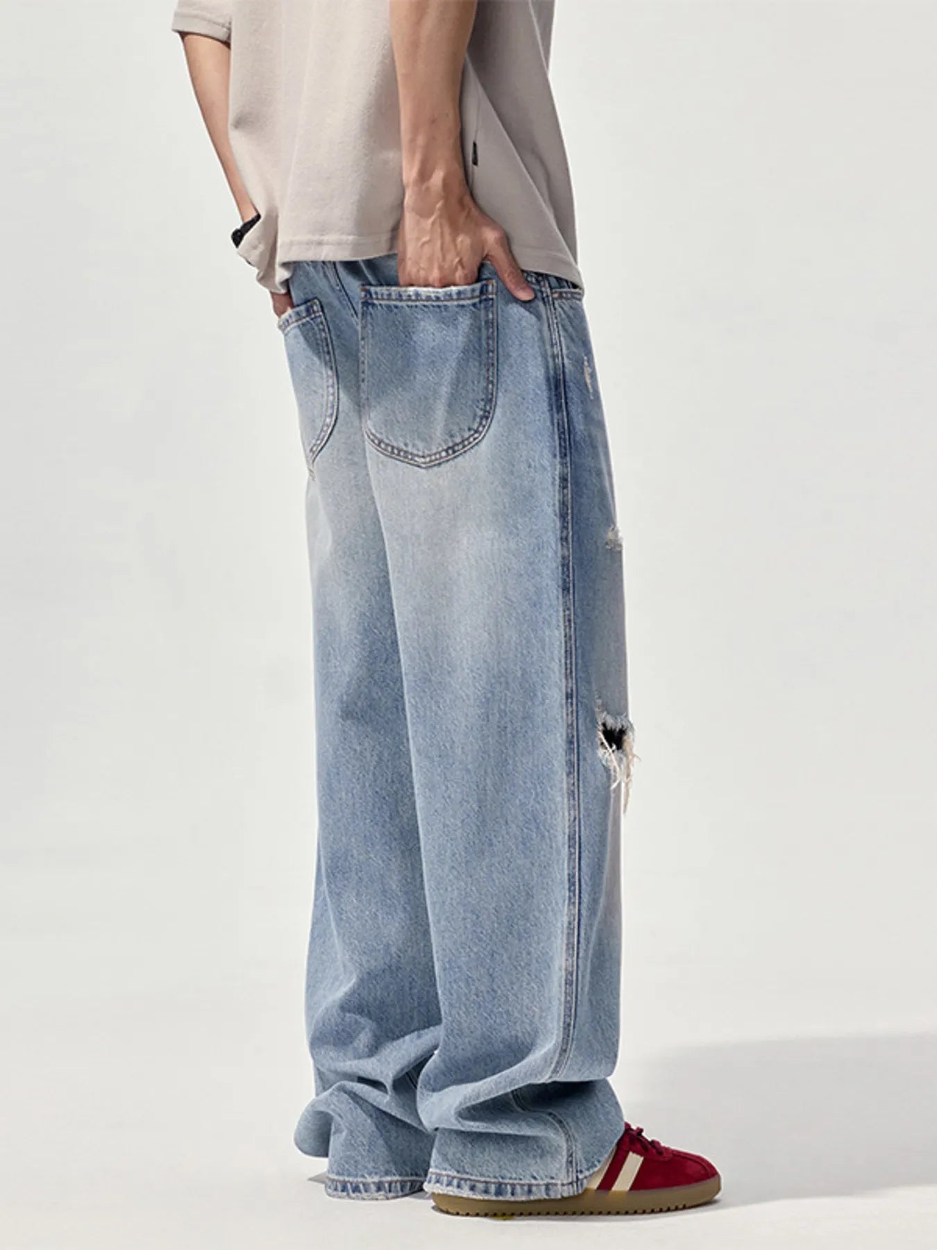 Men's Ripped Wide Leg Jeans - MDX Global Store