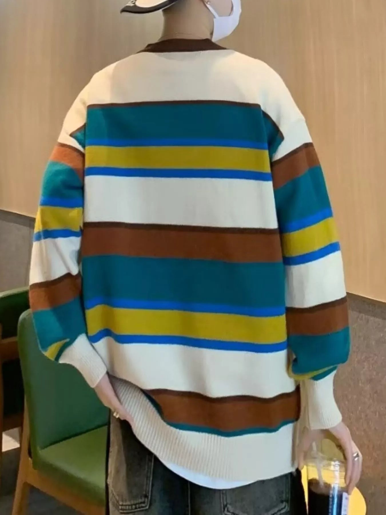 Men's Striped Knit Long Sleeve Sweater - MDX Global Store