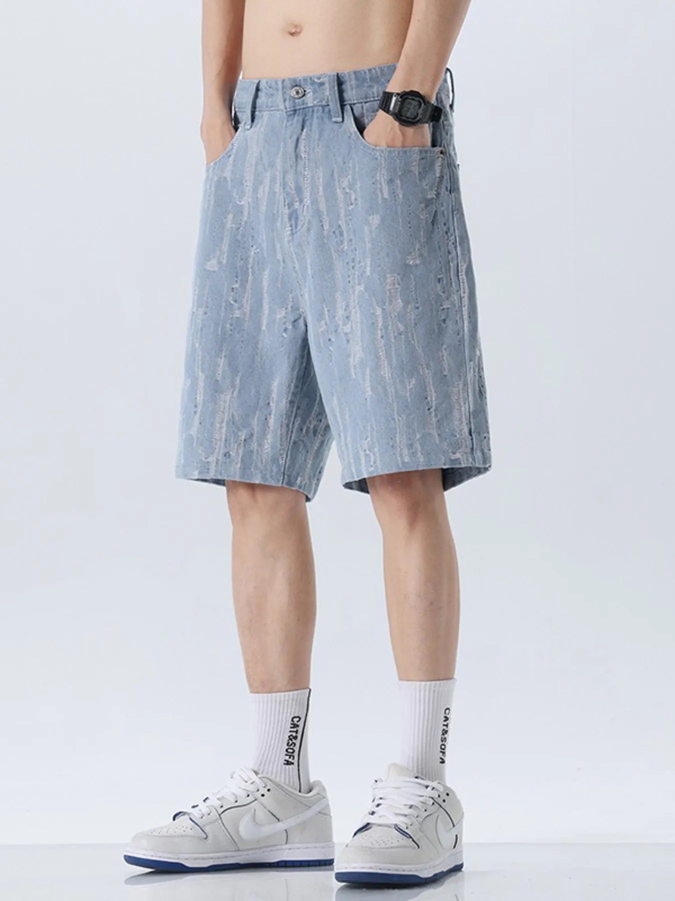 Men's Wash Loose Fit Denim Shorts - MDX Global Store