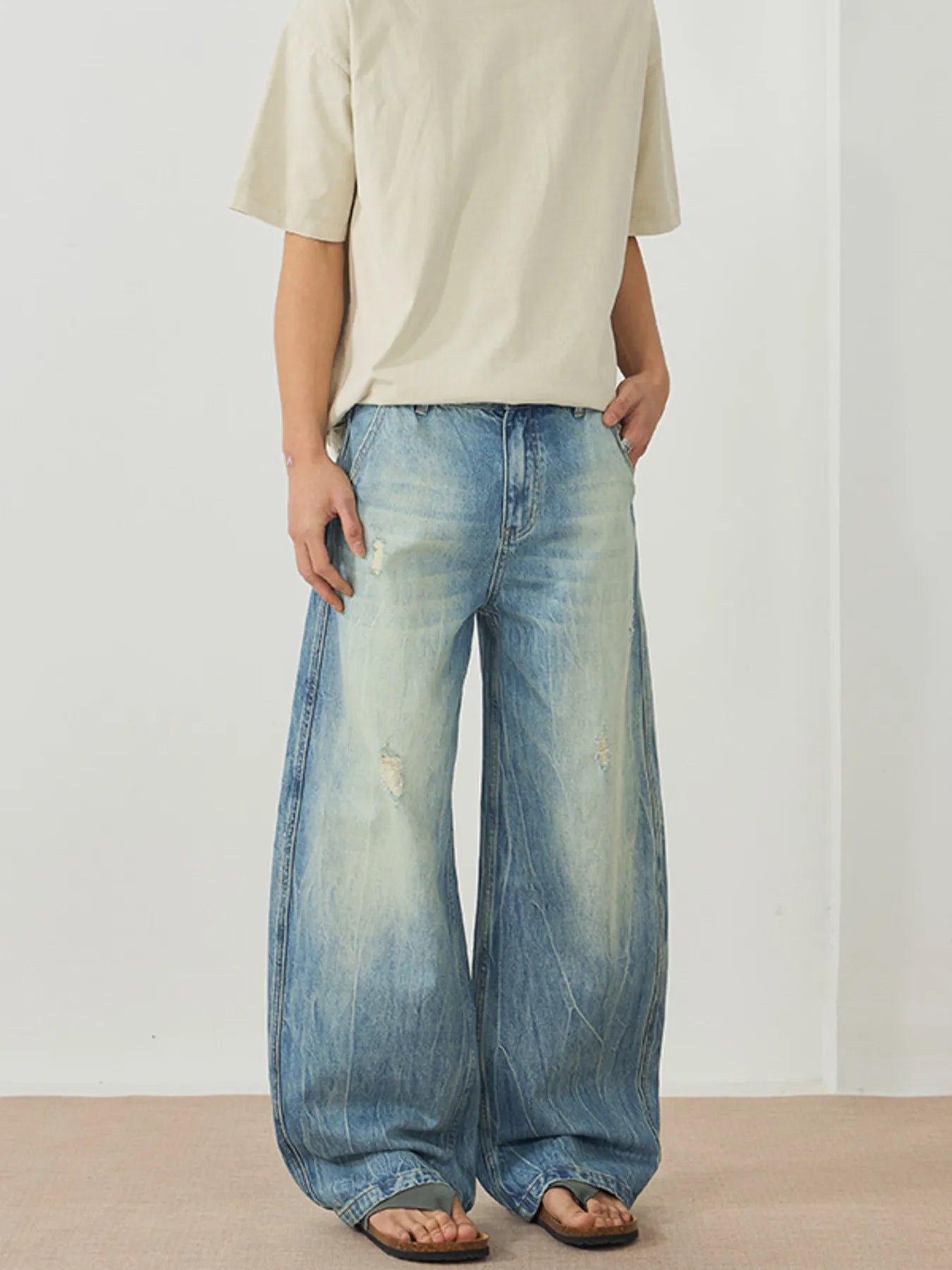 Men's Wash Wide Leg Jeans - MDX Global Store