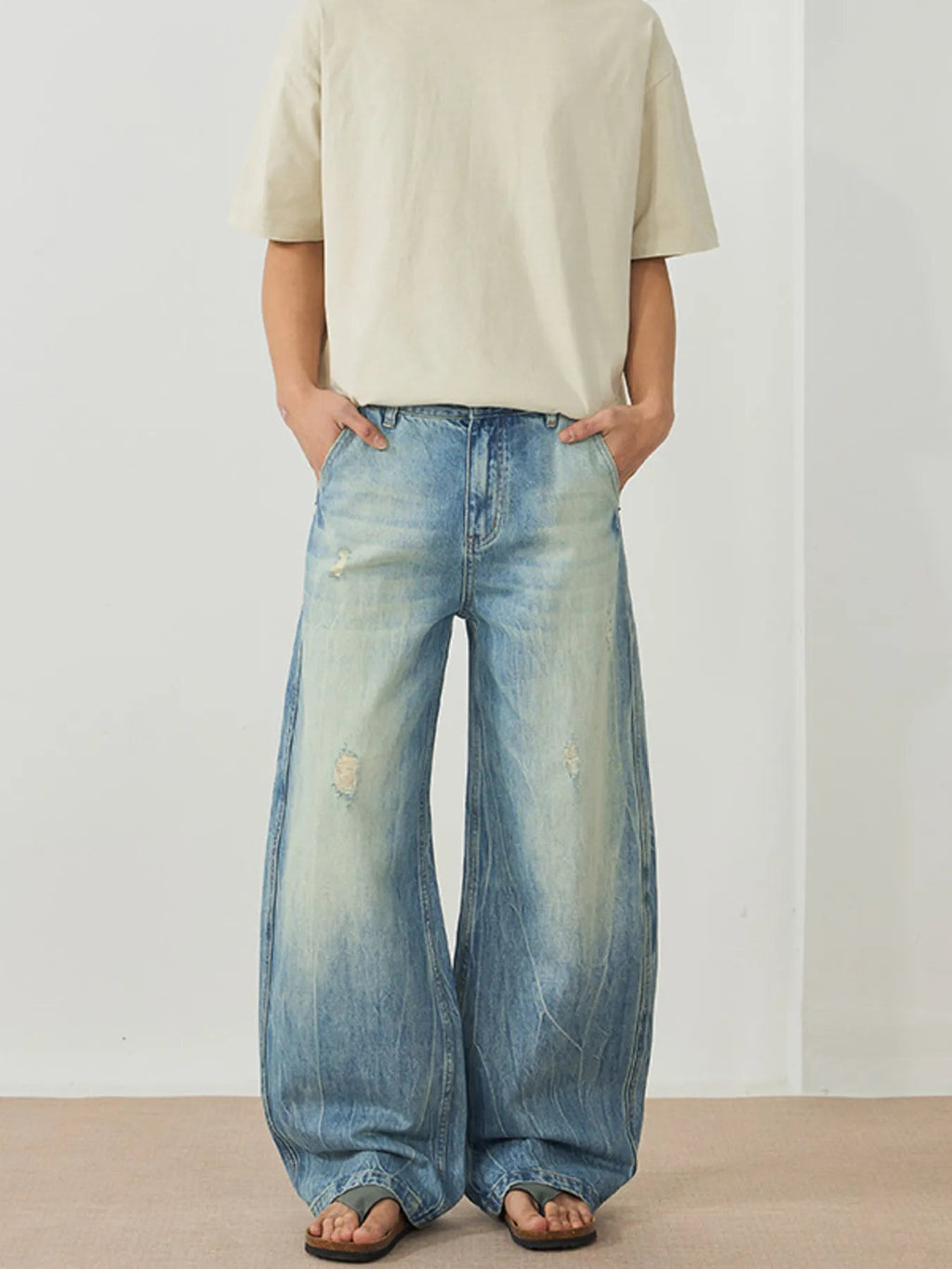 Men's Wash Wide Leg Jeans - MDX Global Store