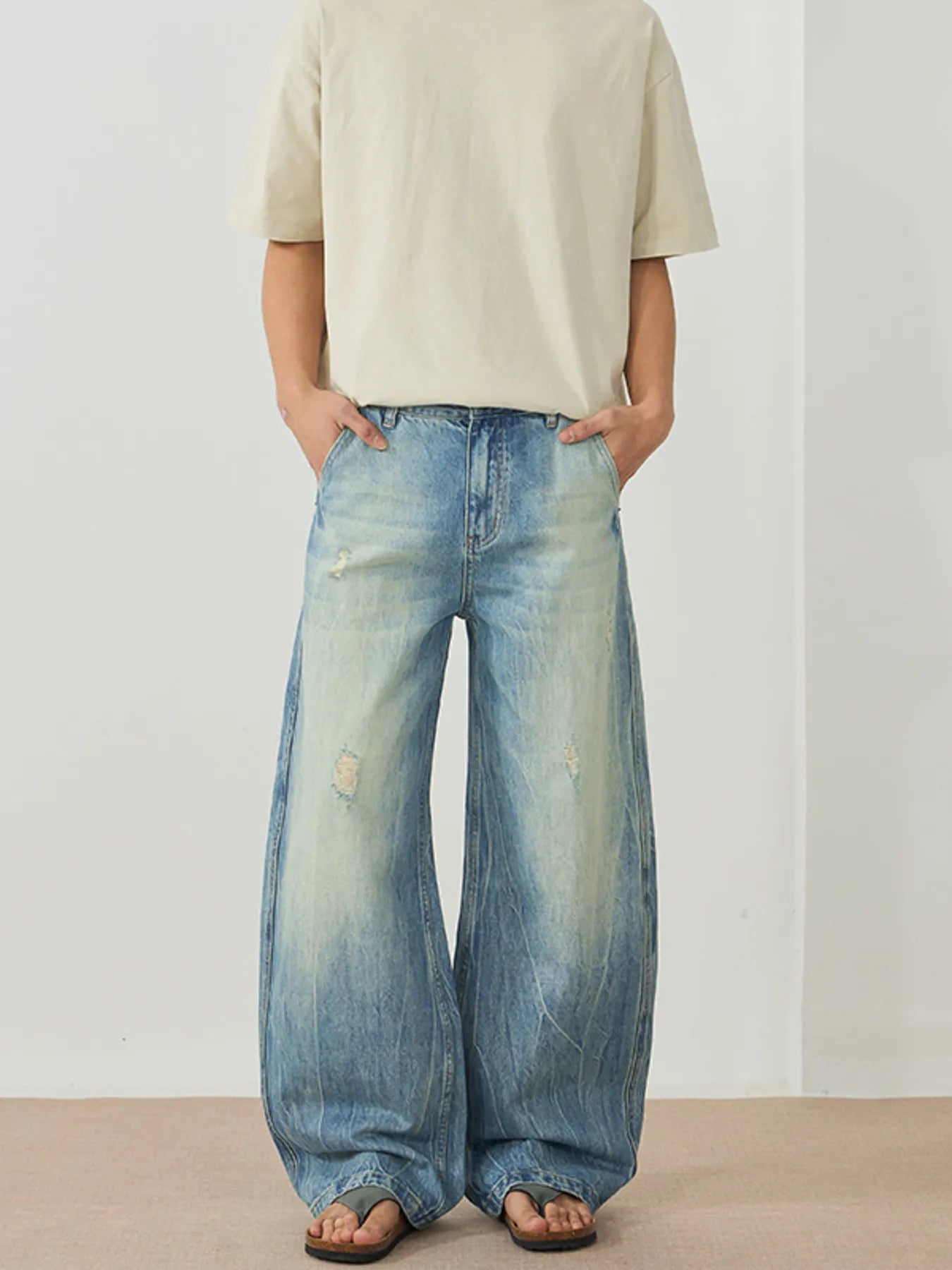 Men's Wash Wide Leg Jeans - MDX Global Store