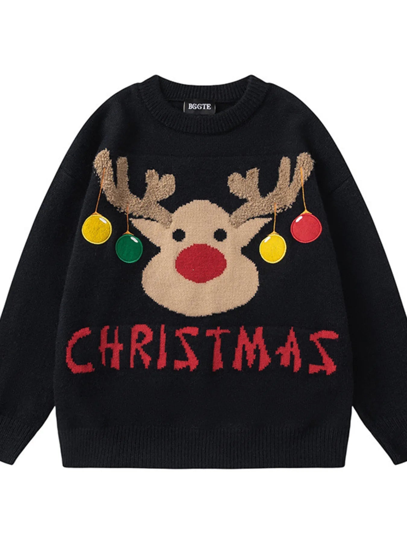Plus Size Christmas Reindeer Long Sleeve Sweater - MDX Global Store