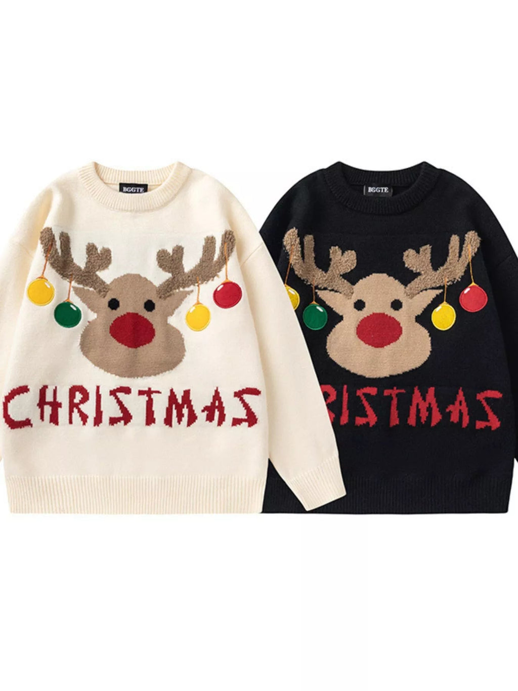 Plus Size Christmas Reindeer Long Sleeve Sweater - MDX Global Store