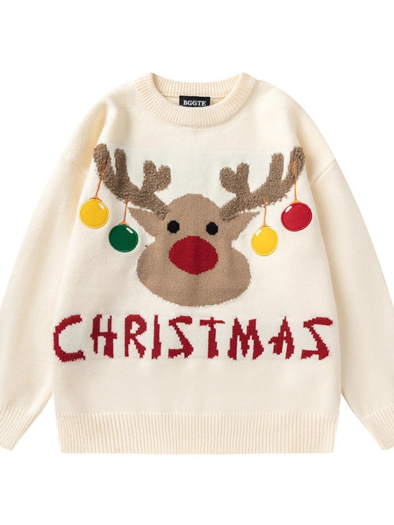 Plus Size Christmas Reindeer Long Sleeve Sweater - MDX Global Store